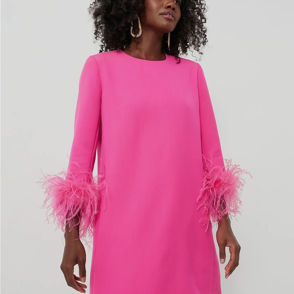 Tuckernuck Pink Long Sleeve Dress with Feather Cuffs